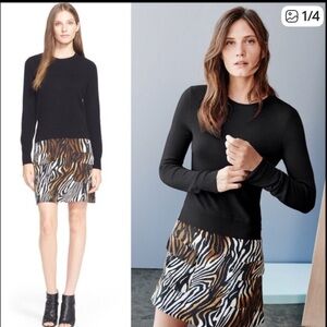 Equipment Shirley Layered 100% Cashmere Silk Dress Size Medium Animal Print